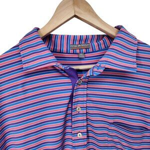 Peter‎ Millar Summer Comfort Mens Striped Polo Shirt XL Polyester/Spandex